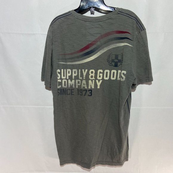 Medium Buffalo David Bitton Wide V Neck T Shirt Grey LIKE NEW - Picture 2 of 4